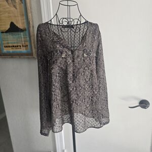 Outback Red Sheer Black and Gray Blouse